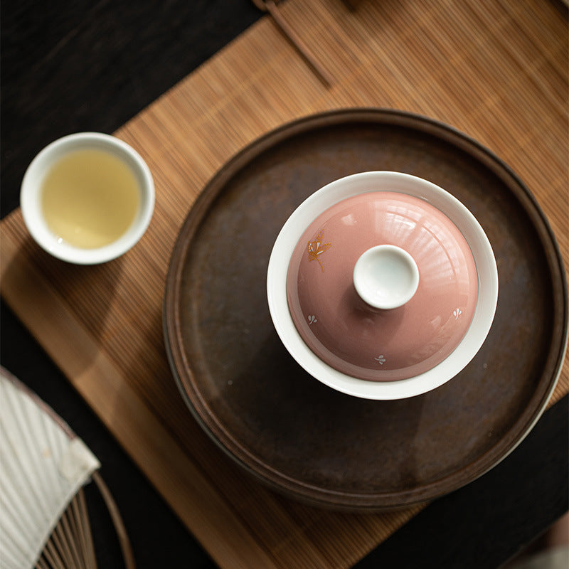 Hot stamping butterfly household tea bowl