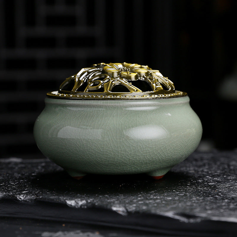 Ceramic glaze ice crack incense burner