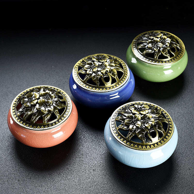 Ceramic glaze ice crack incense burner