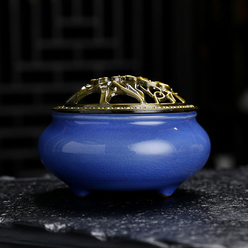 Ceramic glaze ice crack incense burner