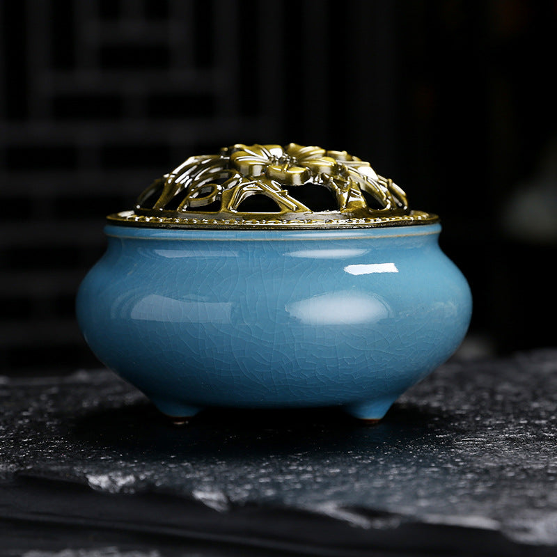 Ceramic glaze ice crack incense burner