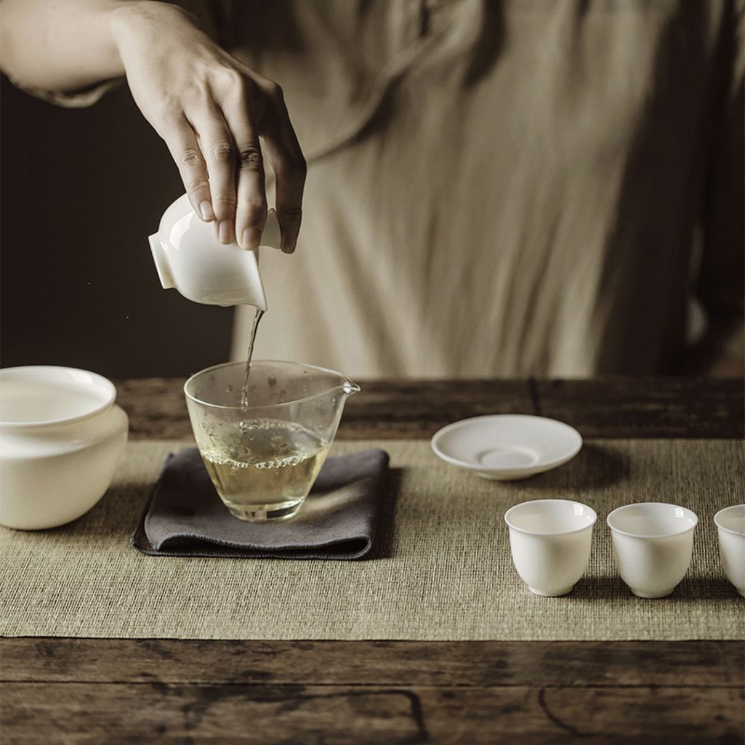 Elegant Jade White Porcelain Gong Fu Tea Set