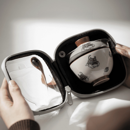 Vintage Creative Lucky Tiger Ceramics 125ml Travel Tea Set