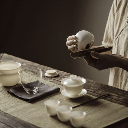 Elegant Jade White Porcelain Gong Fu Tea Set