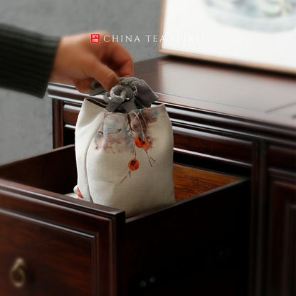 Elegant Persimmon Ceramic 180ml Travel Tea Set