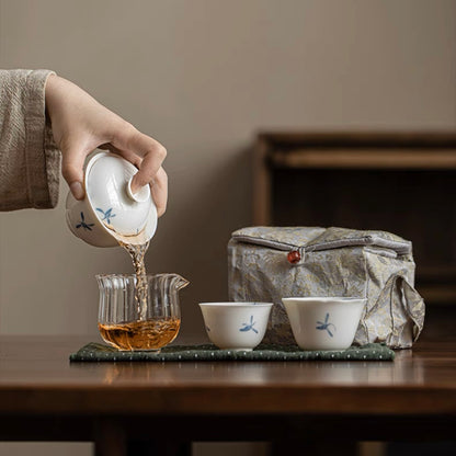 Hand-painted Ceramic Orchid Kung Fu Tea Set