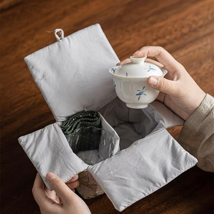 Hand-painted Ceramic Orchid Kung Fu Tea Set