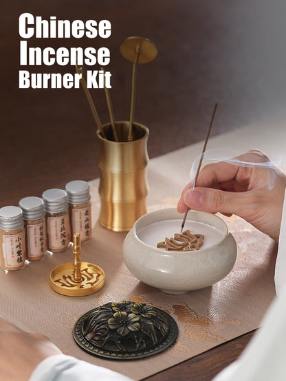 beginner's incense burner set，Chinese Incense Burner Kit,Powder Incense Making Kit,Agarwood Incense Burner Kit,Powder Incense Burner Kit,Incense Burners Set(Incense Kit with Sandalwood Powder)