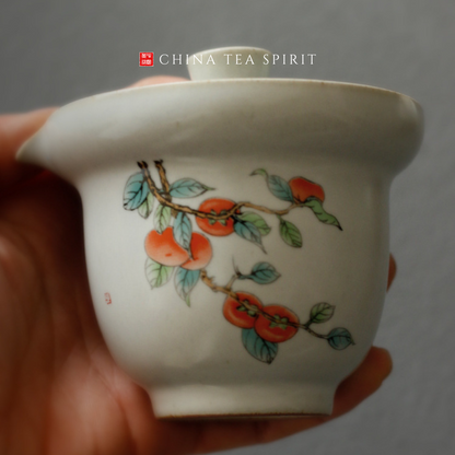 Elegant Persimmon Ceramic 180ml Travel Tea Set
