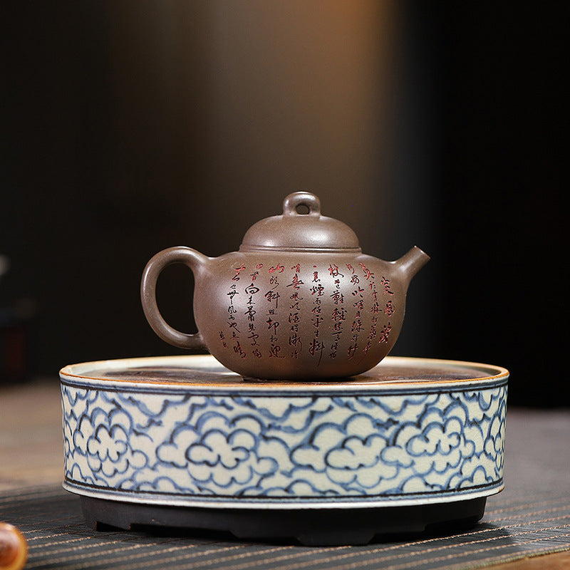 Yixing purple clay pot raw ore lime segment mud handmade green bamboo purple sand teapot