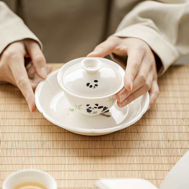 Cute hand-painted panda cover bowl