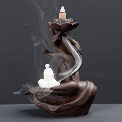 Backflow incense burner Zen home incense road ornament creative ceramic bergamot lotus aromatherapy burner