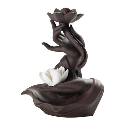 Backflow incense burner Zen home incense road ornament creative ceramic bergamot lotus aromatherapy burner