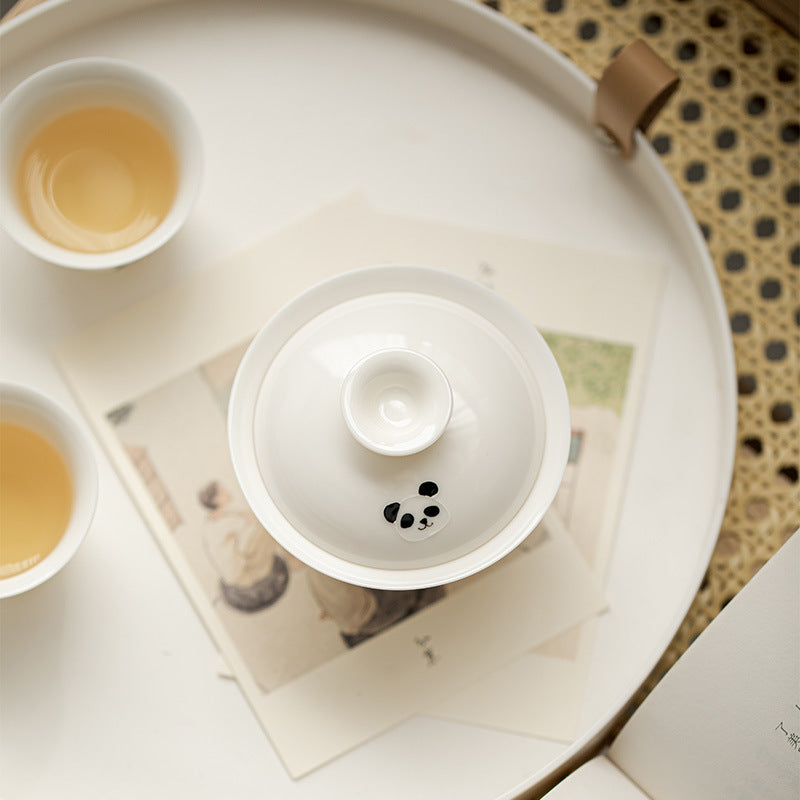 Cute hand-painted panda cover bowl