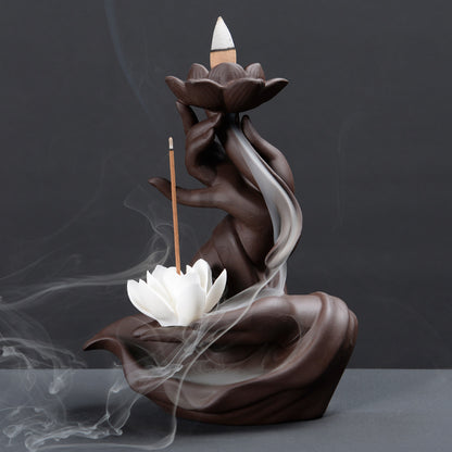 Backflow incense burner Zen home incense road ornament creative ceramic bergamot lotus aromatherapy burner