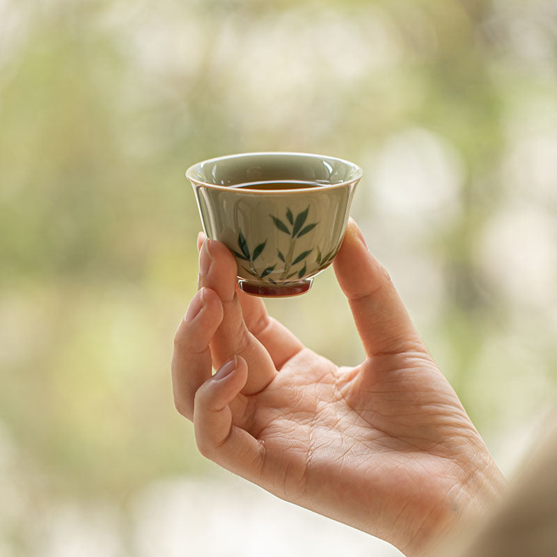 Hand painted bamboo cover bowl