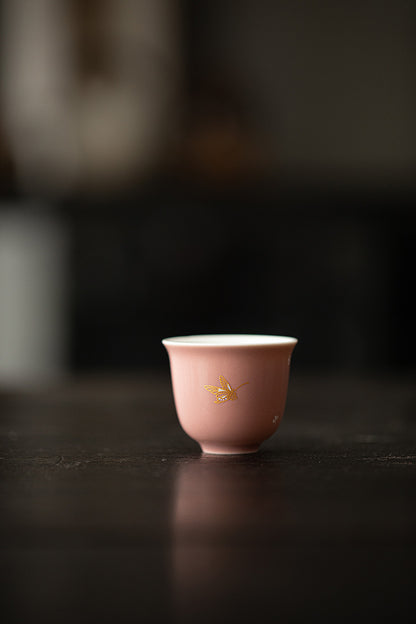 Hot stamping butterfly household tea bowl