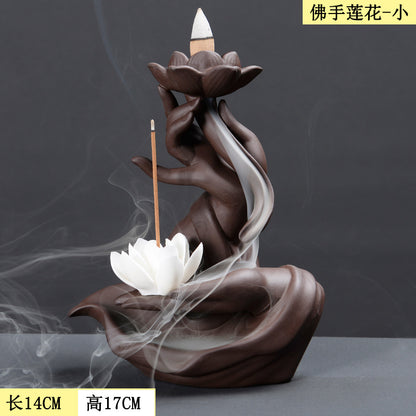 Backflow incense burner Zen home incense road ornament creative ceramic bergamot lotus aromatherapy burner