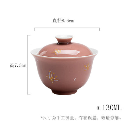 Hot stamping butterfly household tea bowl