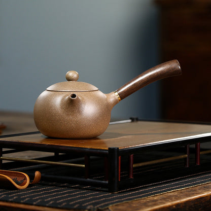 Yixing raw ore purple clay pot side handle pot