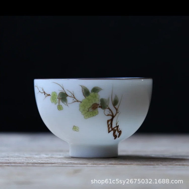 Hand painted peach blossom underglaze color kung fu teacup