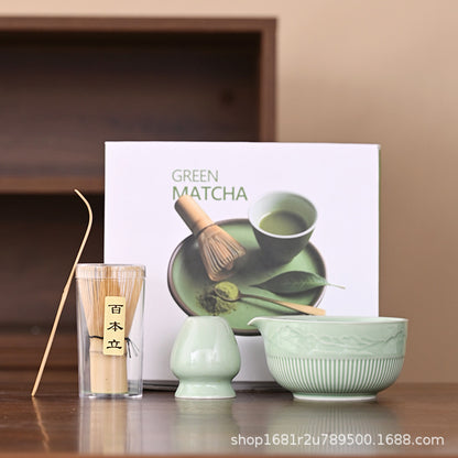 Cross-border matcha tea set 7-piece set 4-piece set matcha bowl with spout Japanese style