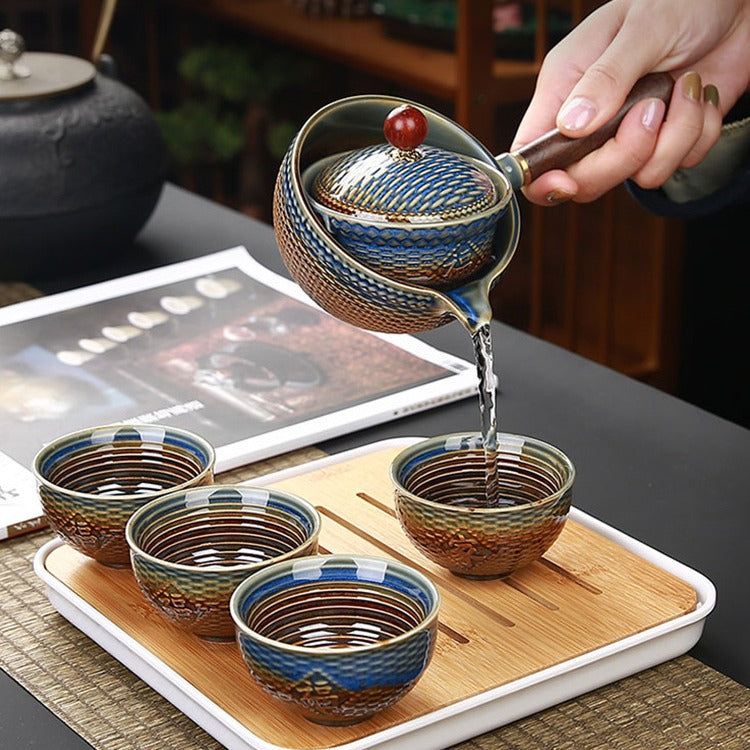 Tea set Small set Lazy automatic tea making artifact Tea pot Portable travel tea set Household Japanese simple