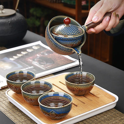 Tea set Small set Lazy automatic tea making artifact Tea pot Portable travel tea set Household Japanese simple