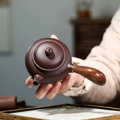 Yixing raw ore purple clay pot side handle pot