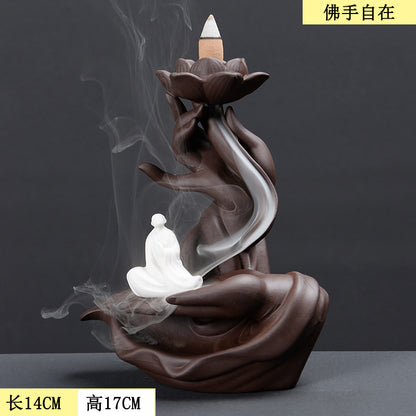 Backflow incense burner Zen home incense road ornament creative ceramic bergamot lotus aromatherapy burner