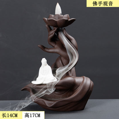 Backflow incense burner Zen home incense road ornament creative ceramic bergamot lotus aromatherapy burner