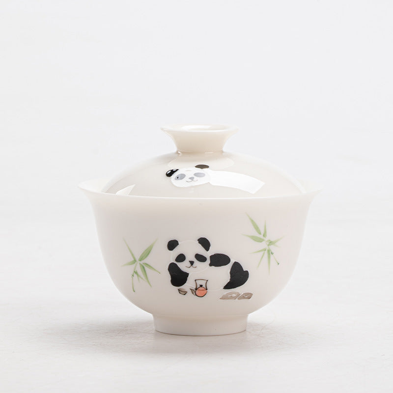 Cute hand-painted panda cover bowl