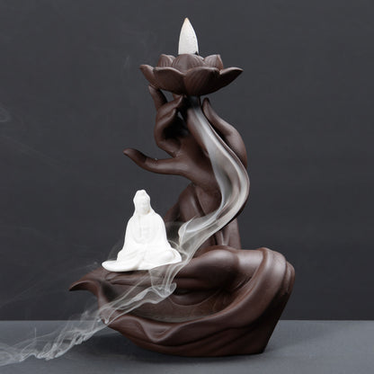 Backflow incense burner Zen home incense road ornament creative ceramic bergamot lotus aromatherapy burner