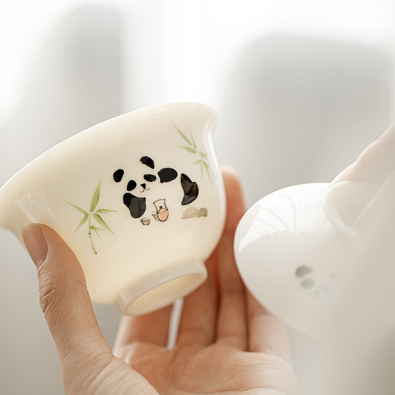 Cute hand-painted panda cover bowl