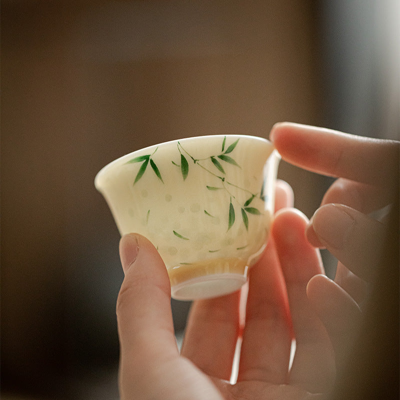 Pastel hand-painted Xiangfei bamboo cover bowl