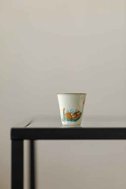 Cute Cat Ceramic Cover Bowl - Kung Fu Tea Set