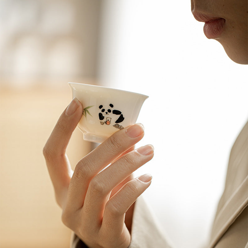 Cute hand-painted panda cover bowl