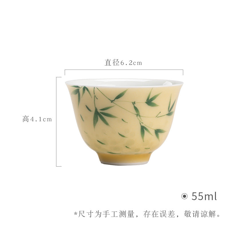 Pastel hand-painted Xiangfei bamboo cover bowl