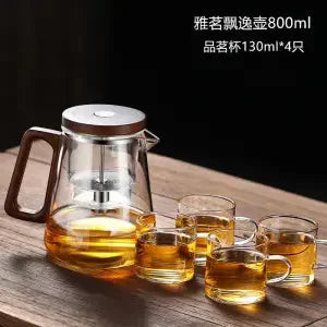 One-touch magnetic on/off switchSeparate tea and water filtered glass teapot