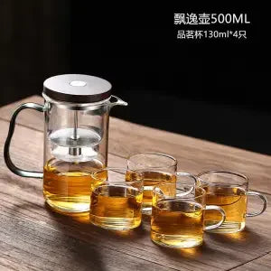 One-touch magnetic on/off switchSeparate tea and water filtered glass teapot