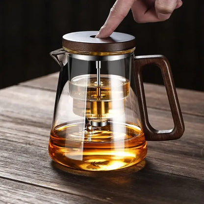 One-touch magnetic on/off switchSeparate tea and water filtered glass teapot