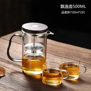 One-touch magnetic on/off switchSeparate tea and water filtered glass teapot