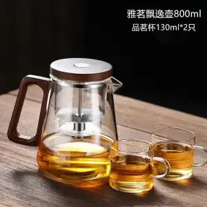One-touch magnetic on/off switchSeparate tea and water filtered glass teapot