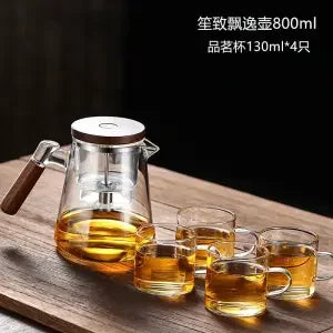 One-touch magnetic on/off switchSeparate tea and water filtered glass teapot