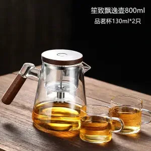 One-touch magnetic on/off switchSeparate tea and water filtered glass teapot