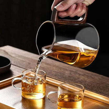 One-touch magnetic on/off switchSeparate tea and water filtered glass teapot