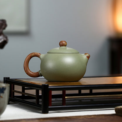 Yixing Purple Clay Handmade Twisted Clay Xishi Teapot