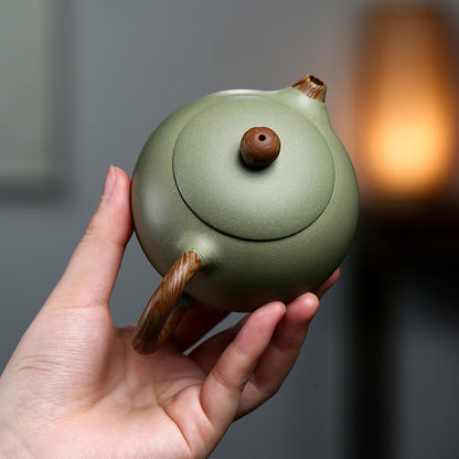 Yixing Purple Clay Handmade Twisted Clay Xishi Teapot