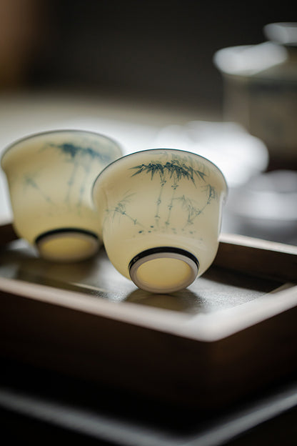 Jade porcelain underglaze blue and white hand-painted cover bowl